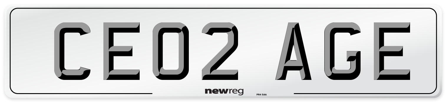 CE02 AGE Number Plate from New Reg